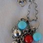 Turquoise red and silver necklace