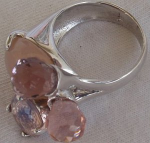 Light pink quartz and crystals ring