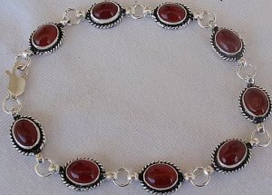 Agate silver bracelet