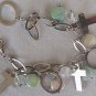 Quartz and silver crosses bracelet