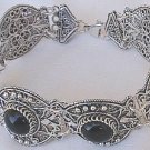 Round onyx silver bracelet