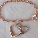 Silver and cooper hearts bracelet