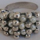 White pearls and silver pearls-ring