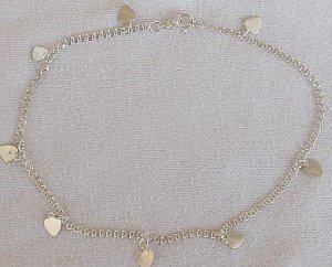 8 silver hearts anklet
