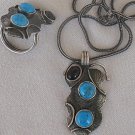 Onyx and turquoise silver set
