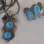 Onyx and turquoise silver set
