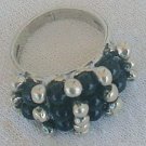 Blue and silver pearls ring