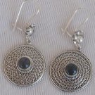 Oriental silver onyx earrings