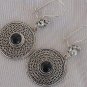 Oriental silver onyx earrings