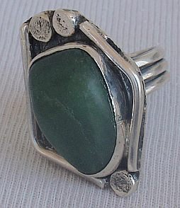 Green glass hand made ring-HMG-10