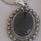 Maskit onyx silver pendant