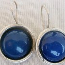 Blue agate round earrings