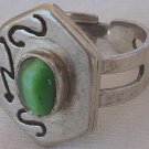 Green cat eye silver ring
