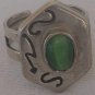 Green cat eye silver ring