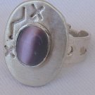 Purple cat eye silver ring