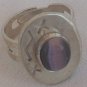 Purple cat eye silver ring