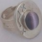 Purple cat eye silver ring