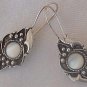 Oriental white moon earrings