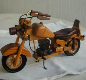 Handmade wooden motorcyle