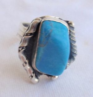 Turquoise hand made ring Bud