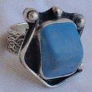 Turquoise pressed silver ring F