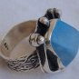 Turquoise pressed silver ring F