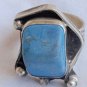 Turquoise pressed silver ring F
