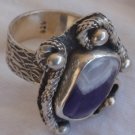 Purple white silver ring 035