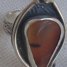 Amber glass silver ring- MT09