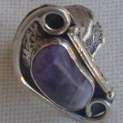 Purple glass silver ring SL 819