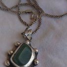 Green glass stone  hand made pendant SL434
