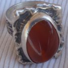 Red glass silver ring