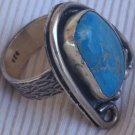 Turquoise pressed silver ring MT 14