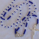 A blue and white beads rosary
