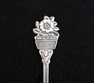 Banff Alberta Wild Rose souvenir spoon or scoop nickle silver old 1018vf