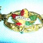 Souvenir bracelet Jasper Alberta Canadian maple leaves gold tone 1022vf