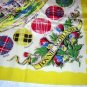 Souvenir scarf Scotland castles pipers unused vintage 1035vf