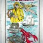 Newfoundland souvenir towel lobster, fisherman schooner vintage 1045vf