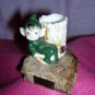 Pixie on petrified Ginkgo Cedar china toothpick holder souvenir 1095vf