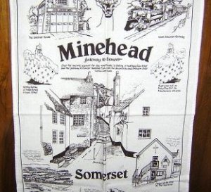 Minehead Somerset cotton souvenir towel Sally Jayne 1156vf