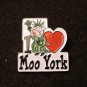 I Love heart Moo York tack back souvenir pin cow Statue of Liberty 1160vf