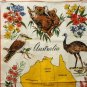 Australia map flowers wildlife souvenir towel linen colorful unused vintage by Neil 1162vf