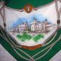 London England souvenir scarf polyester green border vintage 1179vf