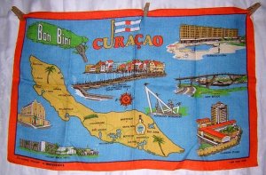 Curacao Bon Bini souvenir towel maps and sites Moygashel linen1183vf