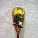 Kamloops Canada souvenir spoon Kami the carp in cowboy hat goldtone cloisonne 1186vf