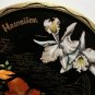 Hawaiian Islands souvenir state tray painted tin orchids hibiscus vintage 1198vf