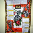 Cotton calendar towel Australia koala bears 1976 crafty collectible 1265vf