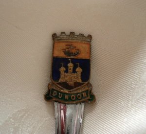 Dunoon Scotland souvenir sugar spoon chrome vintage 1281vf