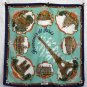 Souvenir de Paris scarf Roger L aqua background made Italy vintage 1316vf