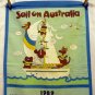 Sail On Australia 1989 calendar cotton towel vintage souvenir linens 1365vf